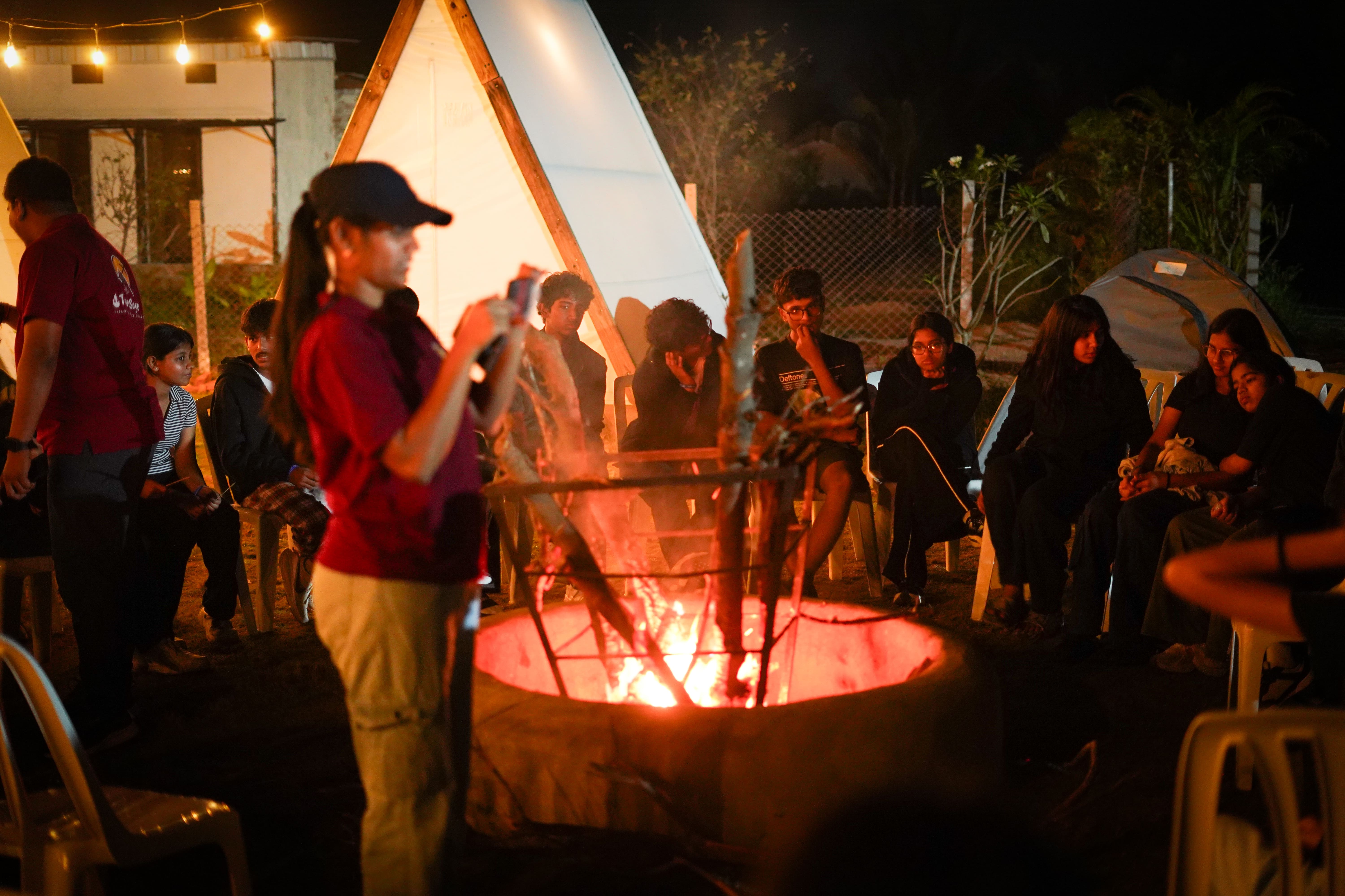 Guests enjoying activities at Novae Glamp near Hyderabad