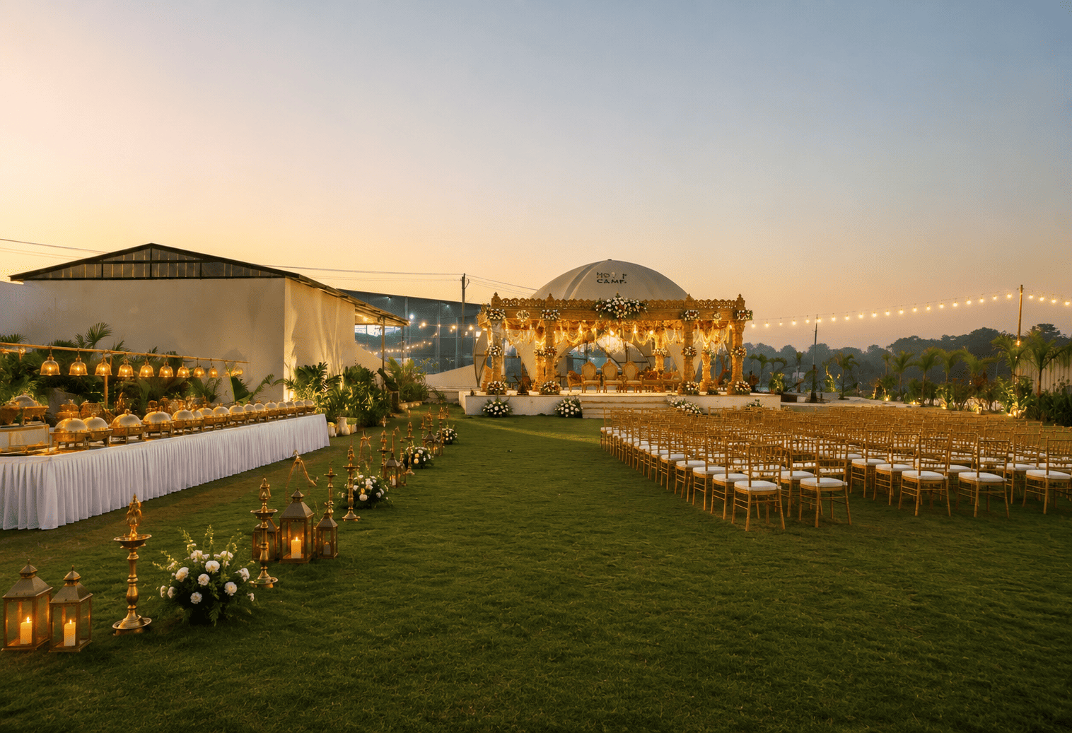 Outdoor wedding celebration at Novae Glamp near Hyderabad