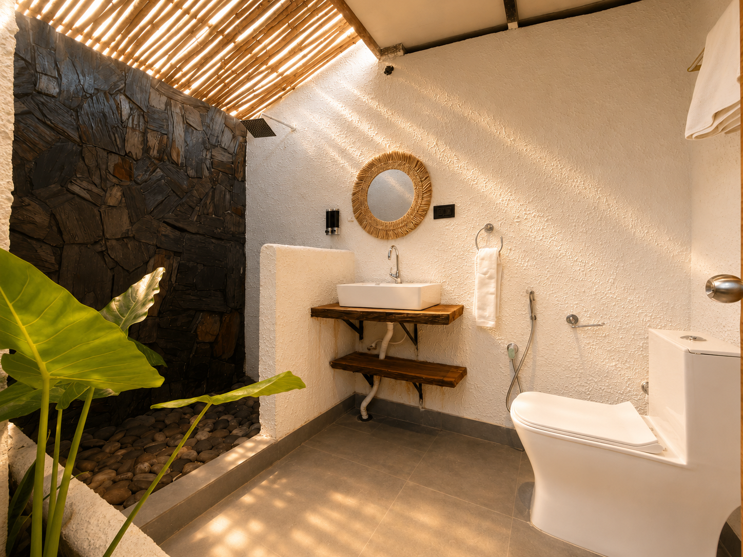 Attached washroom in American style tent at Novae Glamp near Hyderabad