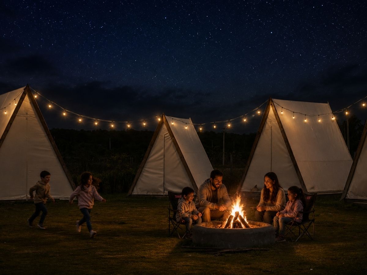 Families and kids enjoying glamping experience at Novae Glamp near Hyderabad