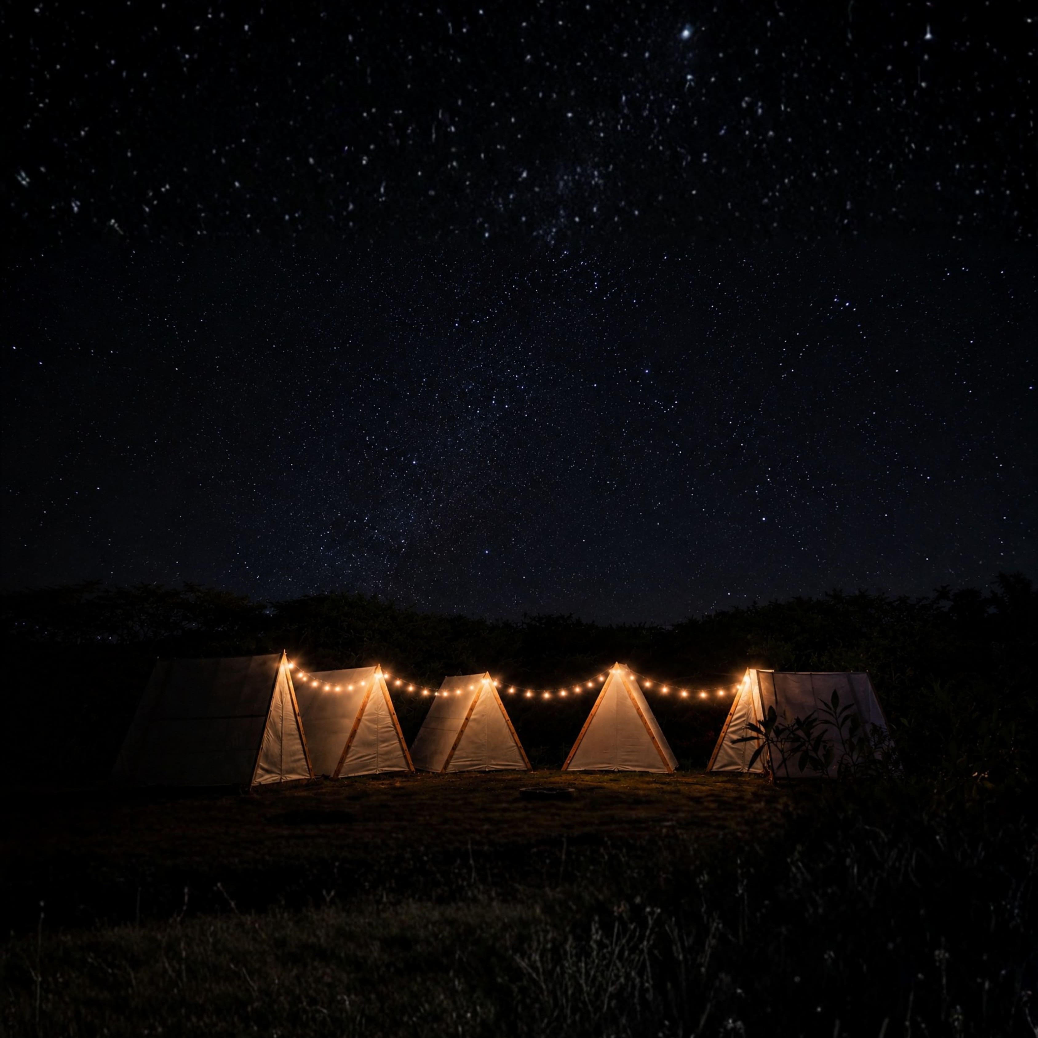 Night sky stargazing view at Novae Glamp glamping resort near Hyderabad
